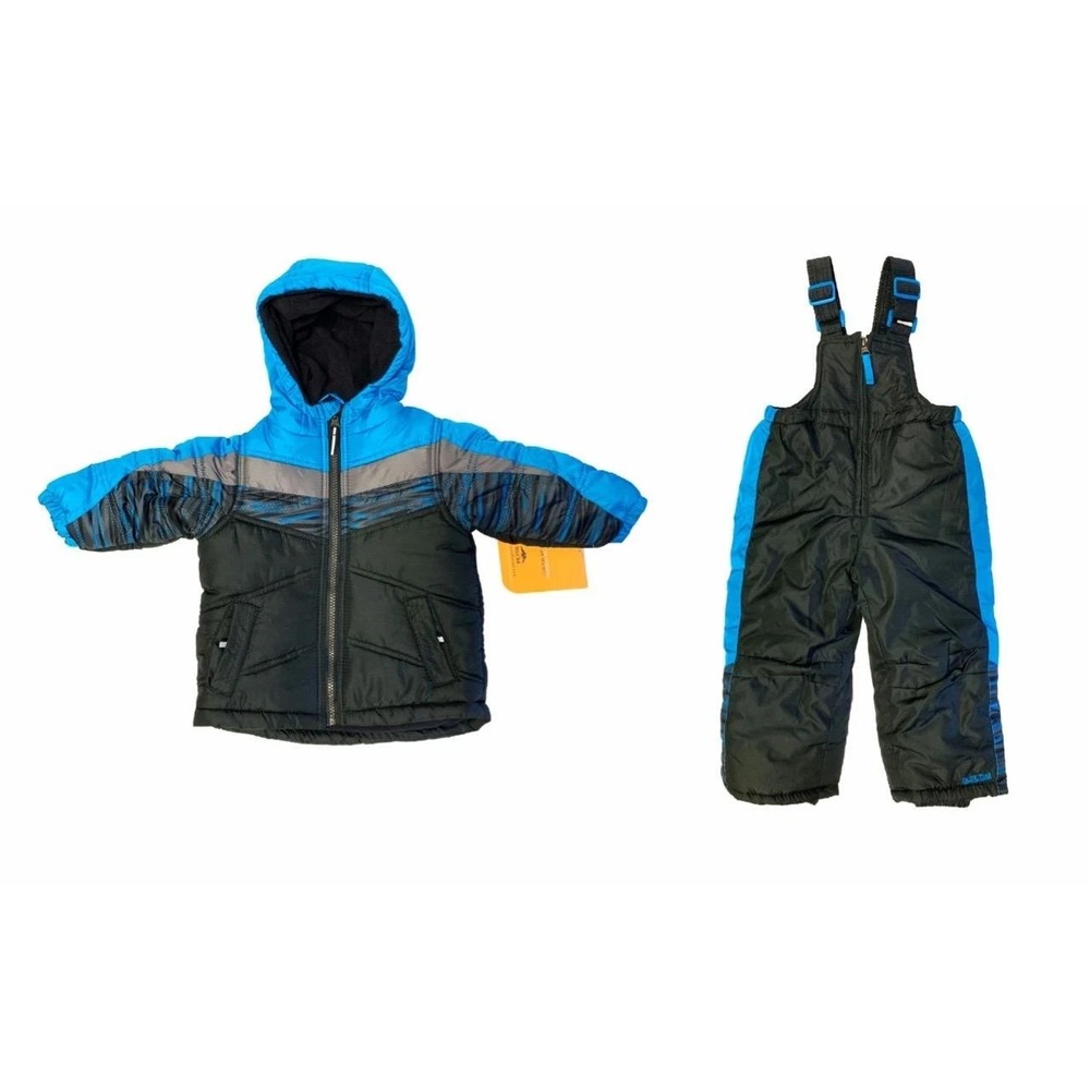NEW Pacific Trail Boys 12 Months Blue Black 2 Piece Winter Snow Jacket w Bibs
